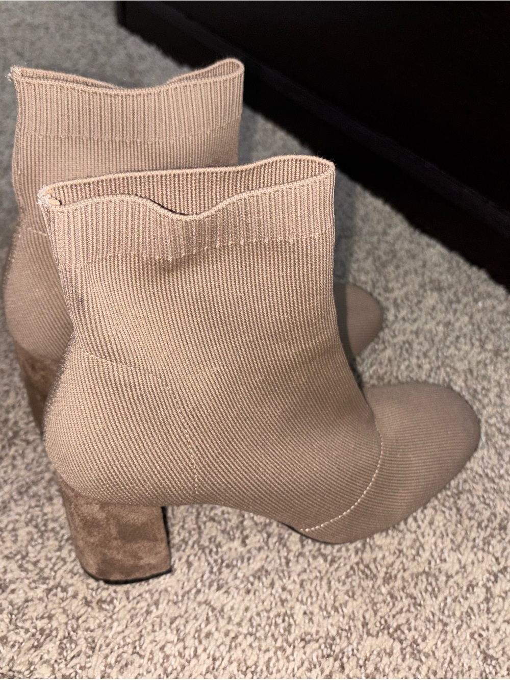 MIA Knit Sock Ankle Boots in Taupe Beige